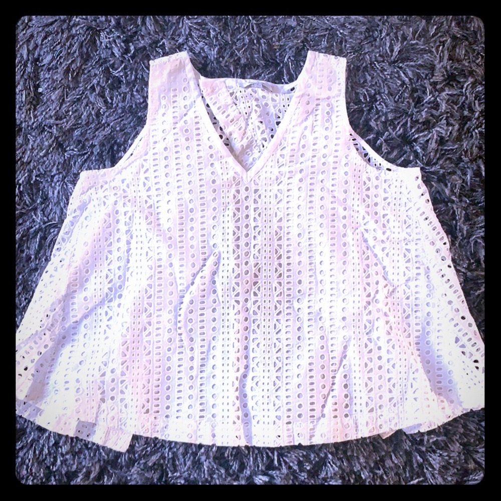 Madewell eyelet white open back top size S